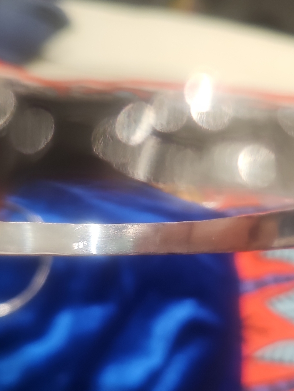 925 Sterling Silver Floral Engraved Bangle Bracelet Set Of Two Ladies Size 8 - Picture 6 of 8